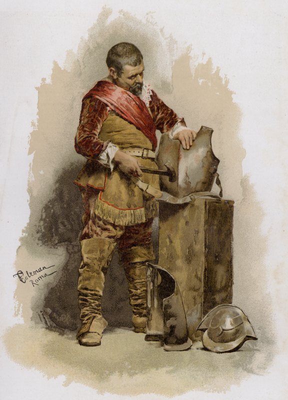 Rüstung reparieren (Chromolithografie) von English School