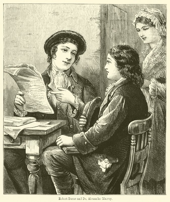 Robert Burns und Dr. Alexander Murray (Gravur) von English School