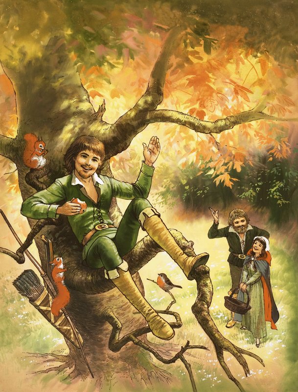 Robin Hood ruht in einem Baum von English School