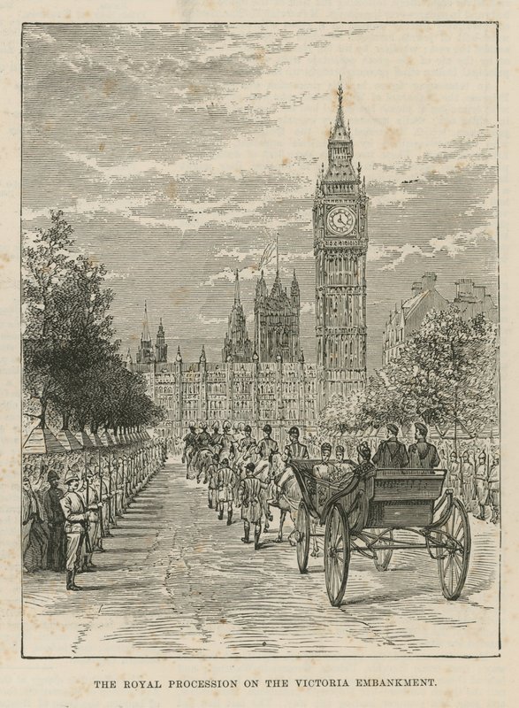 Königliche Prozession am Victoria Embankment von English School