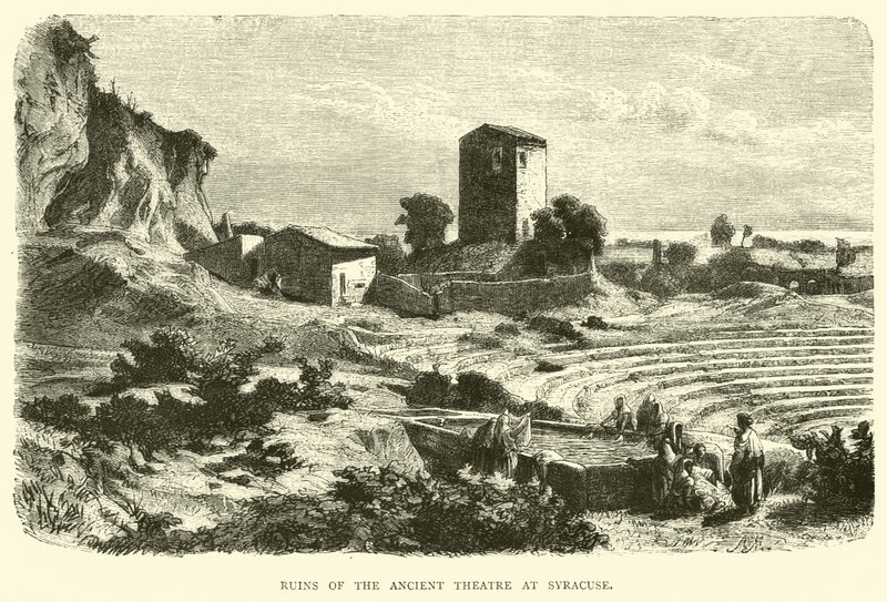 Ruinen des antiken Theaters in Syrakus von English School