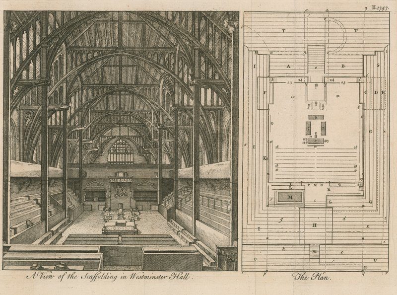 Gerüst in der Westminster Hall von English School