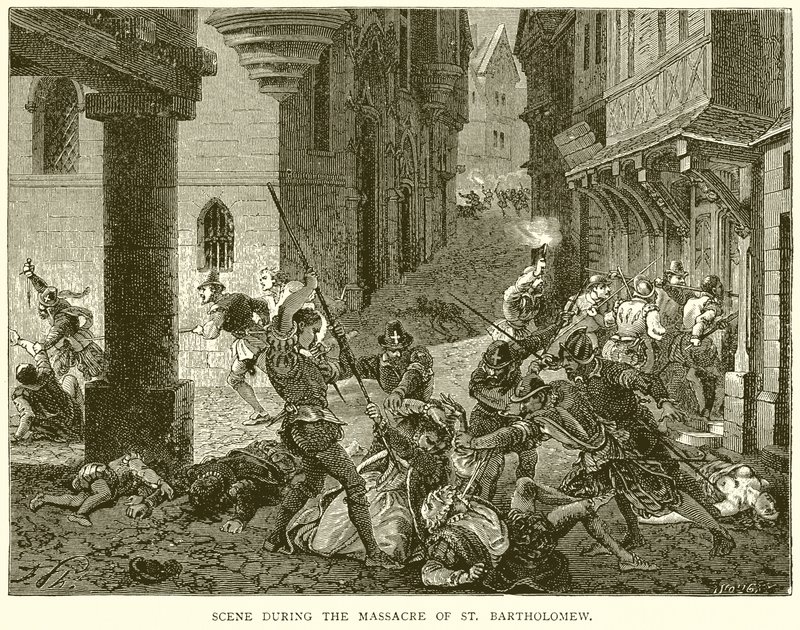 Szene während des Massakers an St. Bartholomäus von English School