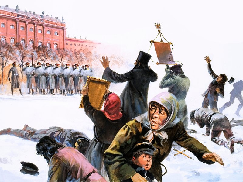 Szene aus der Russischen Revolution von 1905 von English School