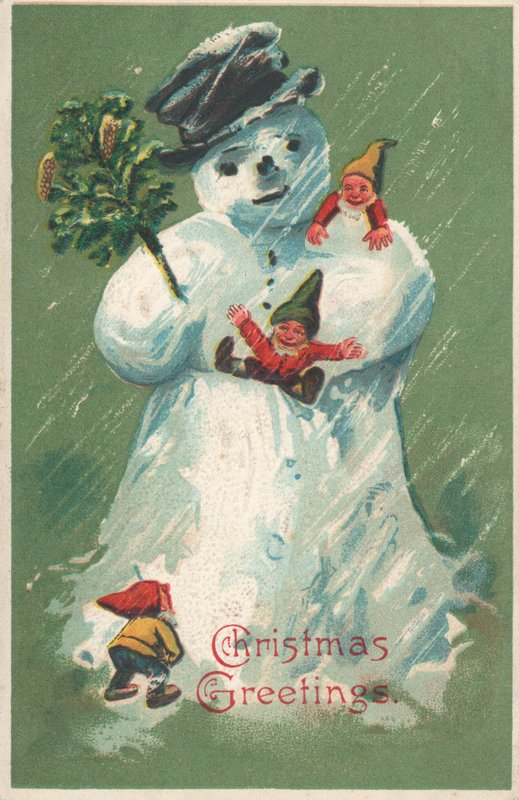 Schneemann mit Elfen von English School
