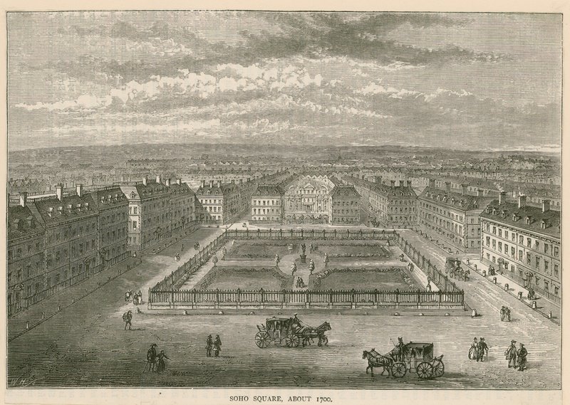 Soho Square um 1700 von English School