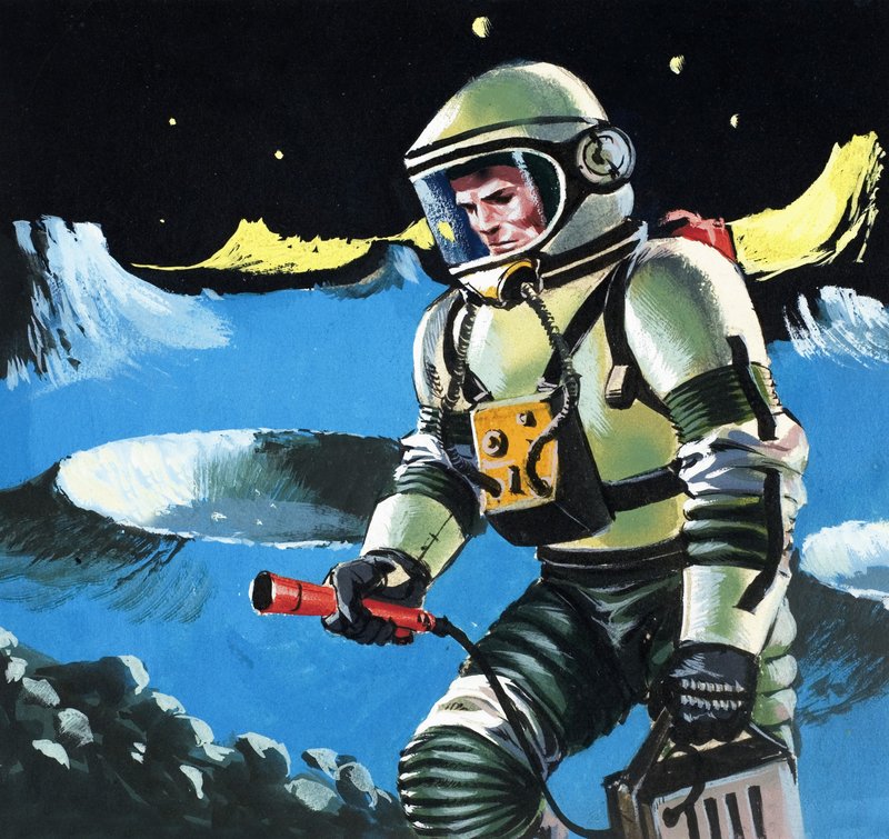 Astronaut testet die Atmosphäre von English School