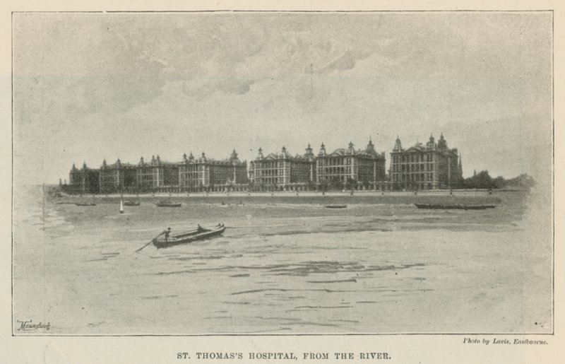 St Thomass Hospital, vom Fluss aus gesehen von English School
