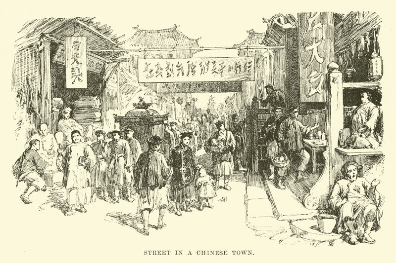 Straße in einer chinesischen Stadt von English School