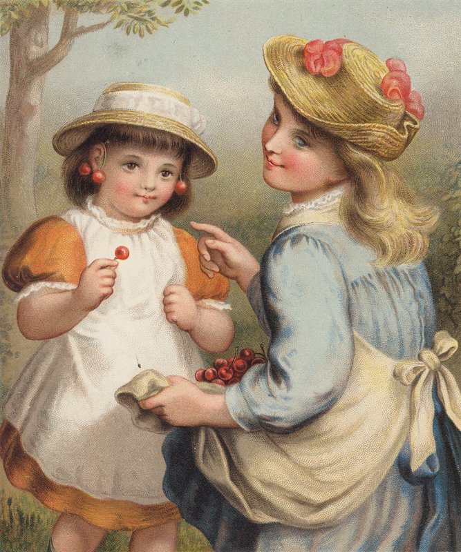 Sommerohrringe (Chromolithografie) von English School