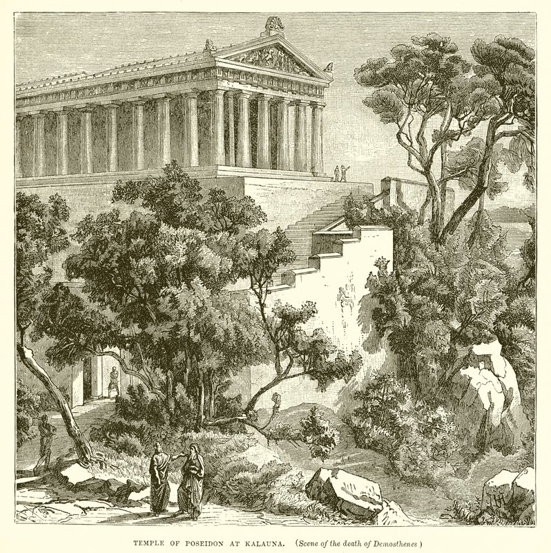 Tempel des Poseidon in Kalauna von English School