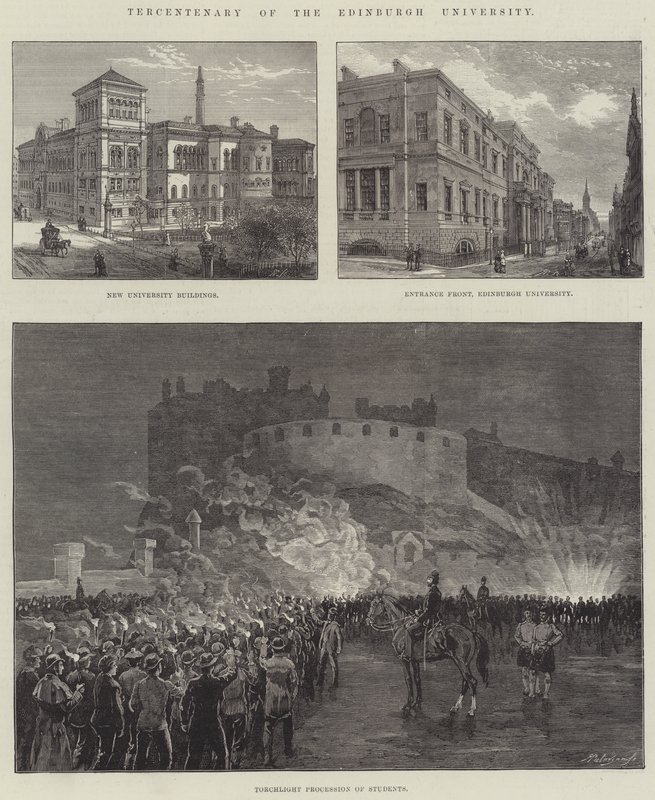 Dreihundertjahrfeier der Universität Edinburgh (Gravur) von English School