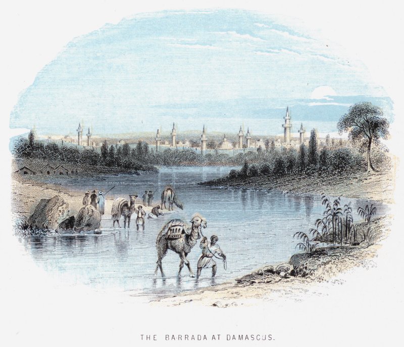 Der Barrada in Damaskus (farbiger Stich) von English School