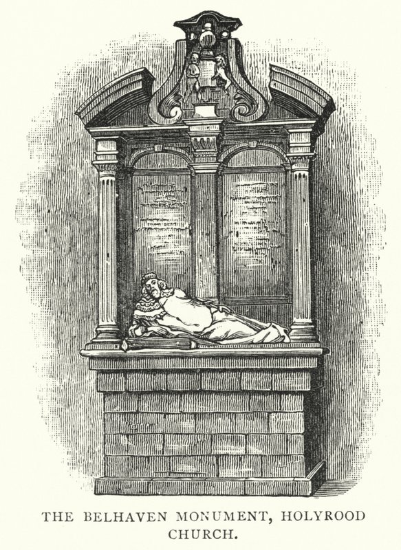 Das Belhaven-Denkmal, Holyrood-Kirche (Stich) von English School