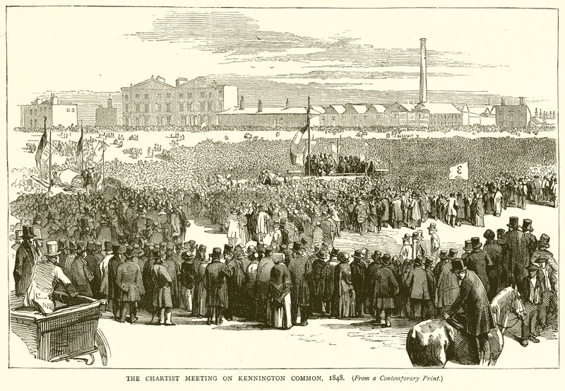 Das Chartistentreffen auf Kennington Common, 1848 von English School