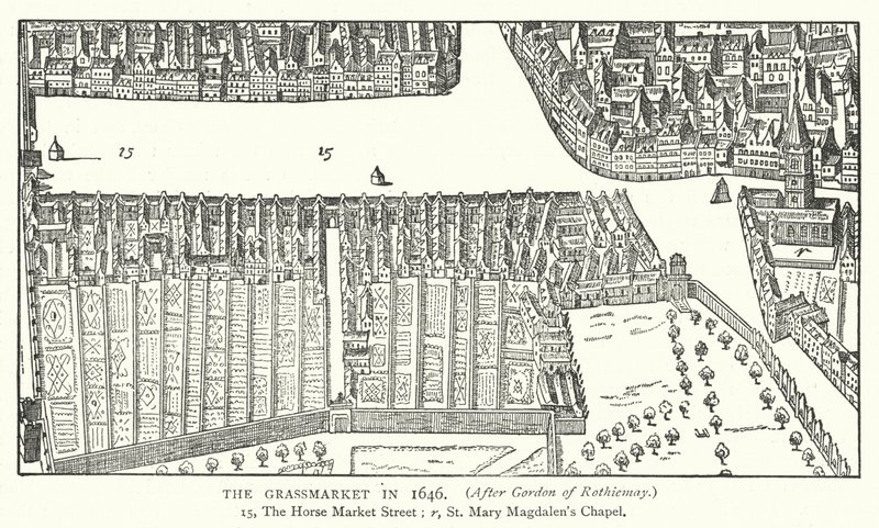 Der Grassmarket im Jahr 1646 (Stich) von English School