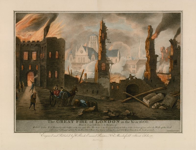 Das große Feuer von London im Jahr 1666 von English School