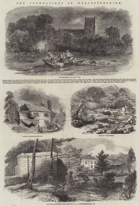 Die Überschwemmungen in Worcestershire (Gravur) von English School