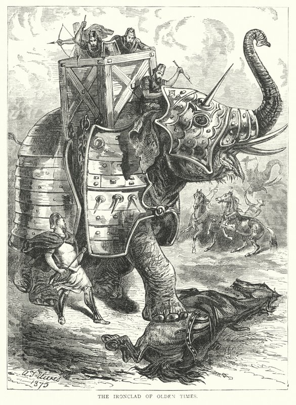 Das Panzerschiff der alten Zeiten (Gravur) von English School