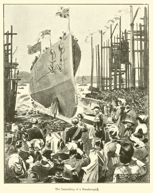 Der Stapellauf eines Dreadnoughts von English School