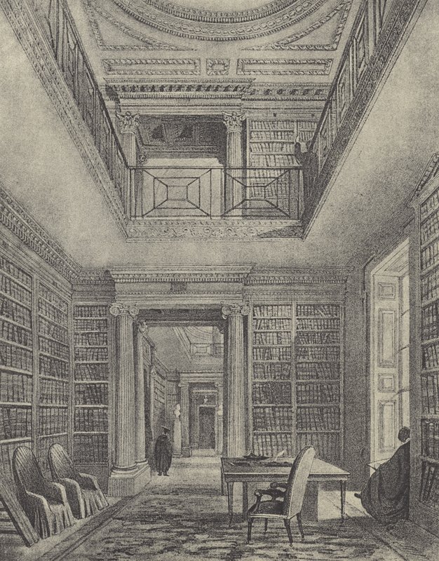 Die Bibliothek, 1844 (Gravur) von English School