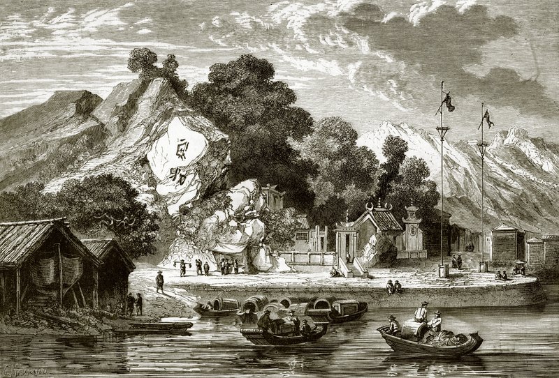 Die Pagode der Felsen in Macao von English School