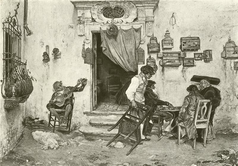 Das Geschäft von Figaro (Gravur) von English School