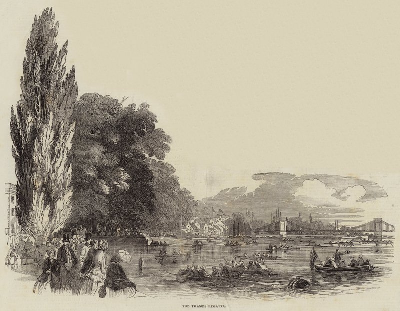 Die Thames-Regatta (Stich) von English School