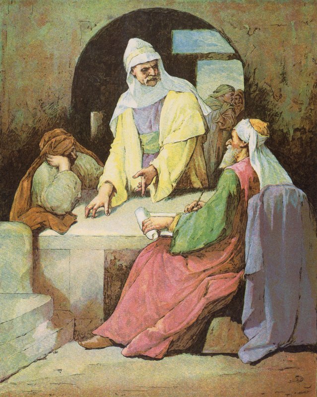 Der ungerechte Verwalter (Farblithografie) von English School