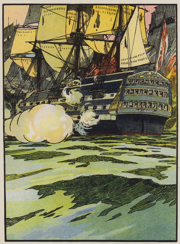 Der Sieg bei Trafalgar (Farblithografie) von English School