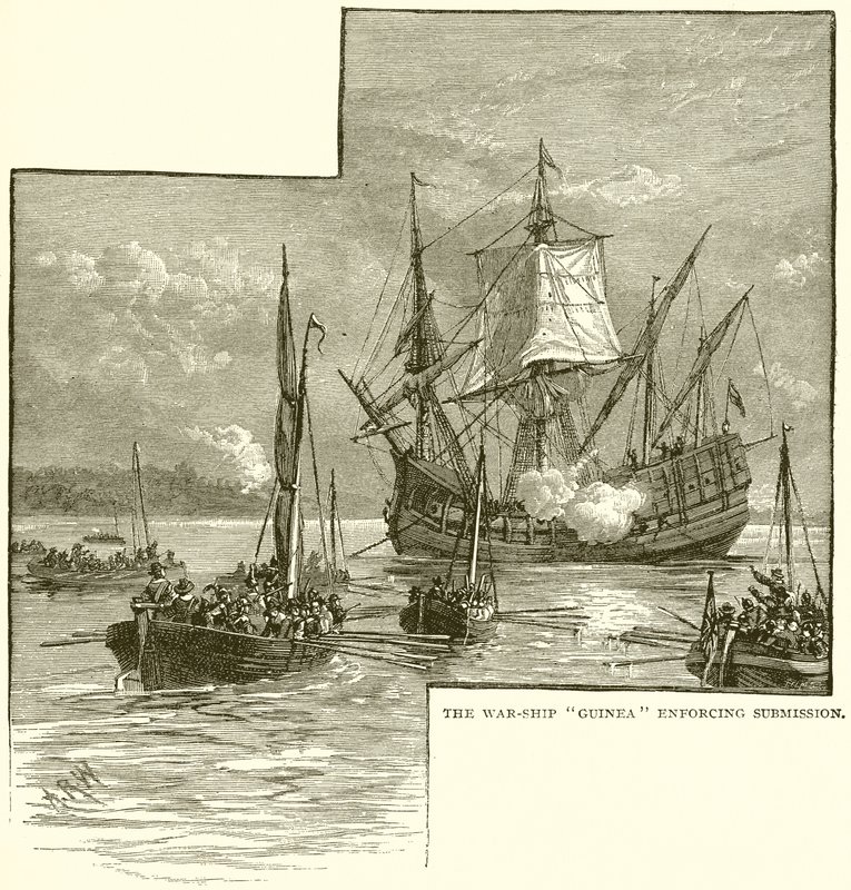 Das Kriegsschiff Guinea erzwingt Unterwerfung von English School