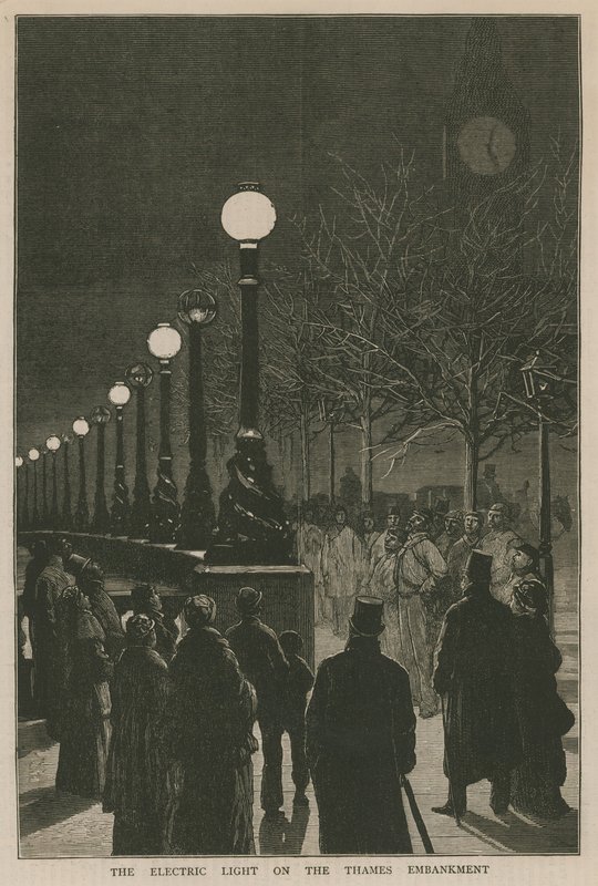 Das elektrische Licht auf dem Thames Embankment von English School