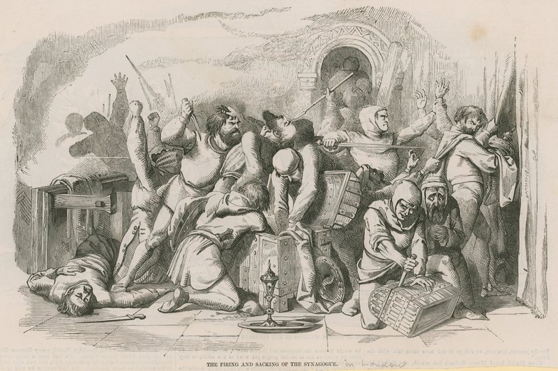 Das Feuer und die Plünderung der Synagoge von English School