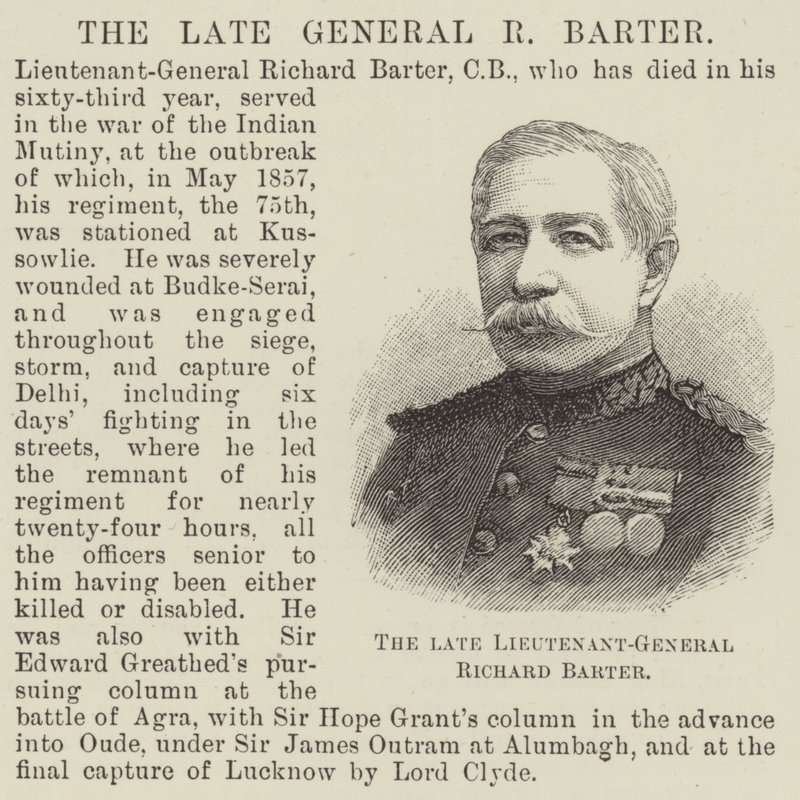 Der verstorbene Generalleutnant Richard Barter von English School