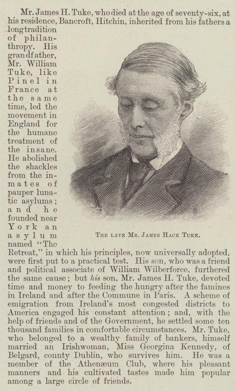 Der verstorbene Mr James Hack Tuke (Gravur) von English School