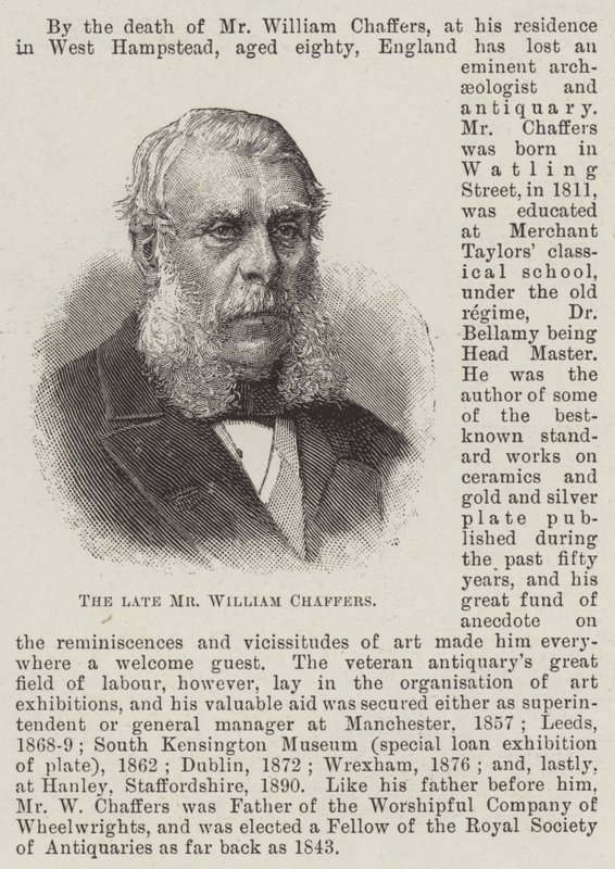 Der verstorbene Mr. William Chaffers (Gravur) von English School