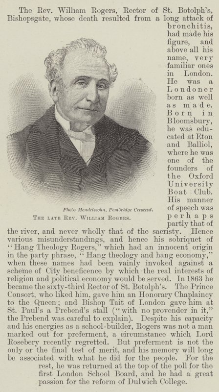 Der verstorbene Reverend William Rogers (Gravur) von English School