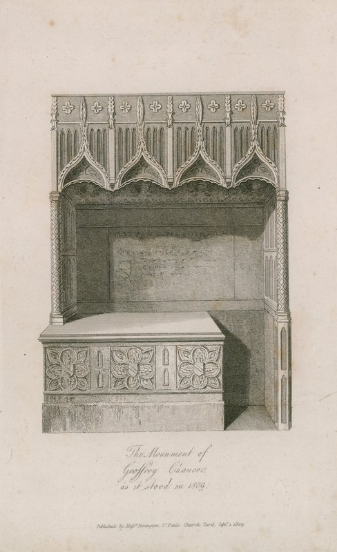 Das Denkmal von Geoffrey Chaucer von English School