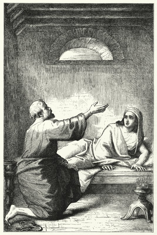Die Erweckung der Dorcas (Gravur) von English School