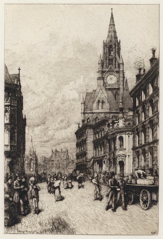 Rathaus, Manchester (Radierung) von English School