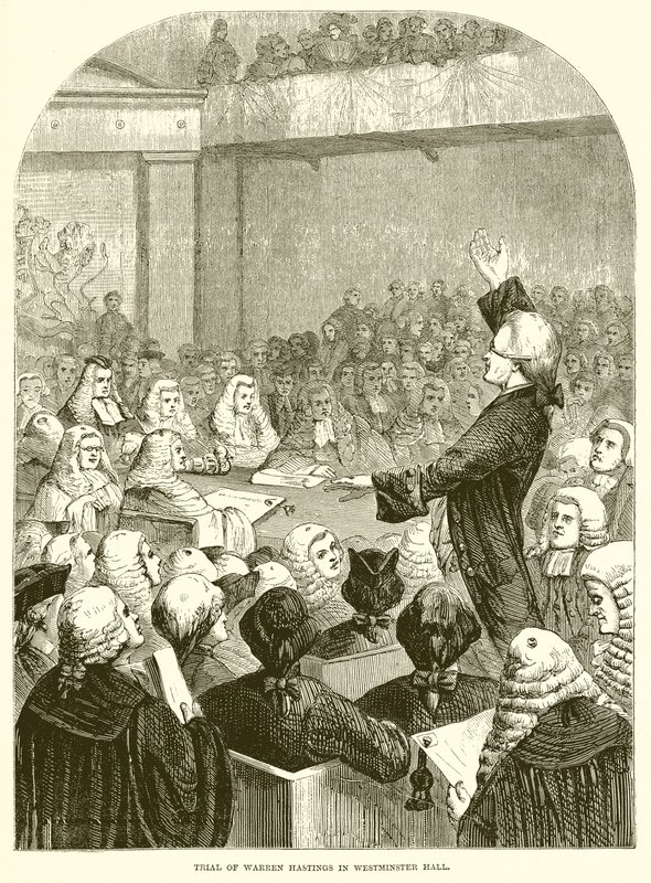 Prozess gegen Warren Hastings in der Westminster Hall von English School