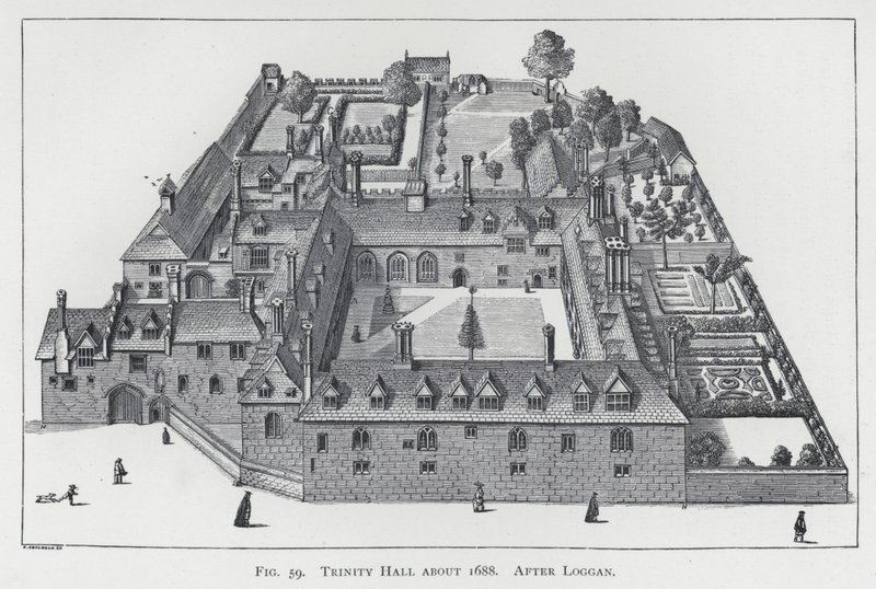 Trinity Hall um 1688, nach Loggan (Gravur) von English School