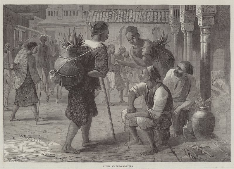 Wasserträger in Tunis (Stich) von English School