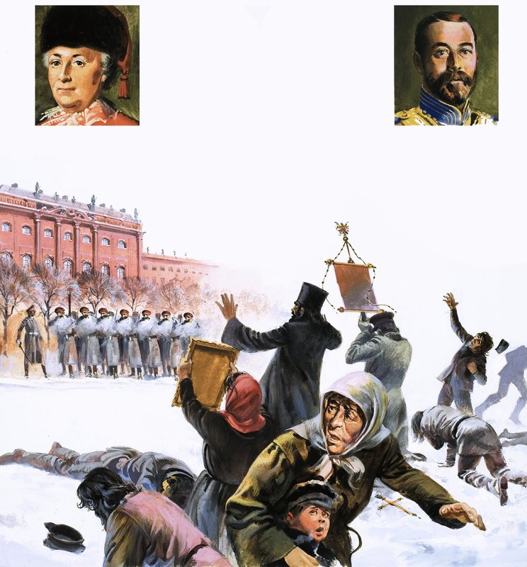 Unidentifizierte Szene aus der Russischen Revolution von 1905 von English School