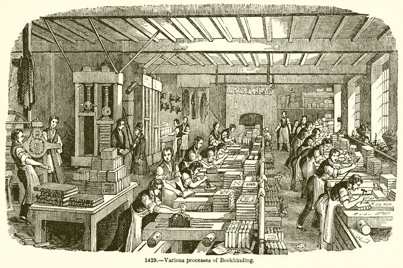Verschiedene Prozesse der Buchbindung von English School