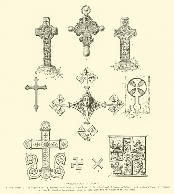 Verschiedene Formen von Kreuzen von English School