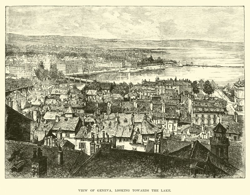 Ansicht von Genf, Blick auf den See von English School