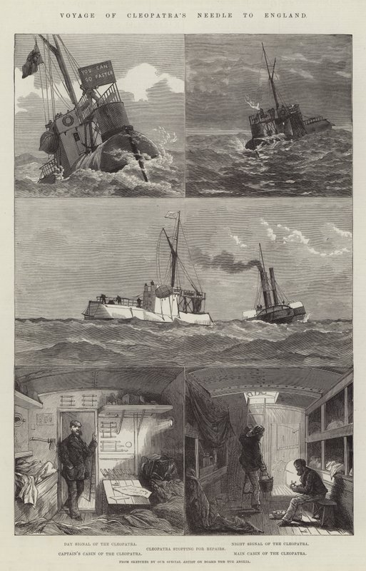 Reise der Nadel der Kleopatra nach England (Gravur) von English School