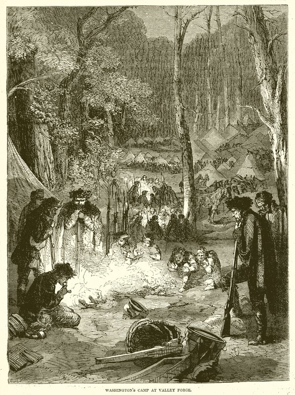 Washingtons Lager in Valley Forge von English School