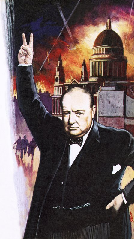 Winston Churchill während der Blitz von English School
